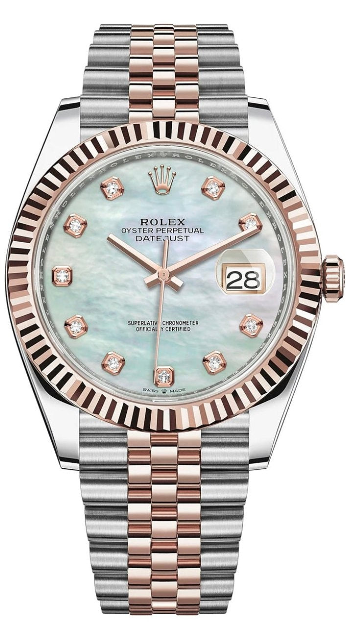 Rolex Datejust 36mm Two-Tone Everose Gold Mother of Pearl Diamond Dial Fluted