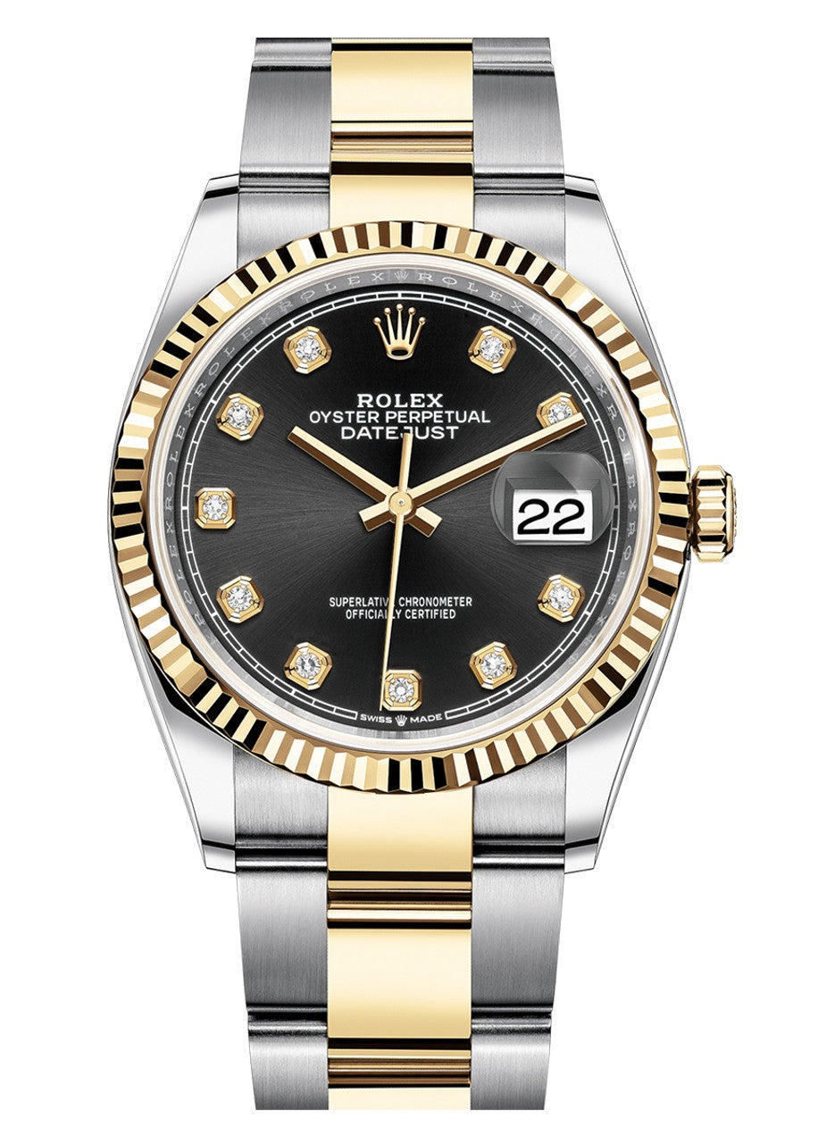 ボブ・ディランjack the cowboy went up north 2CD Rolex Datejust 36mm Two-Tone Yellow Gold Black Diamond Dial Fluted Bez