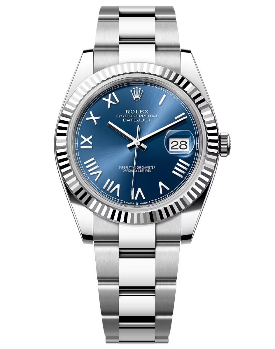 Rolex Datejust 41 Bright Blue Roman Fluted Bezel Oyster Bracelet 126334