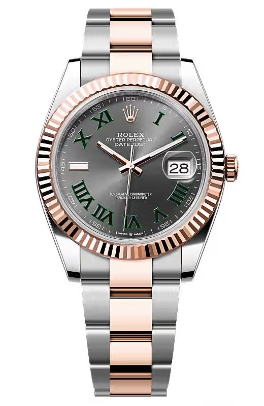 Rolex Datejust 41mm "Wimbledon" Two-Tone Everose Gold Dial Fluted Bezel Oyster