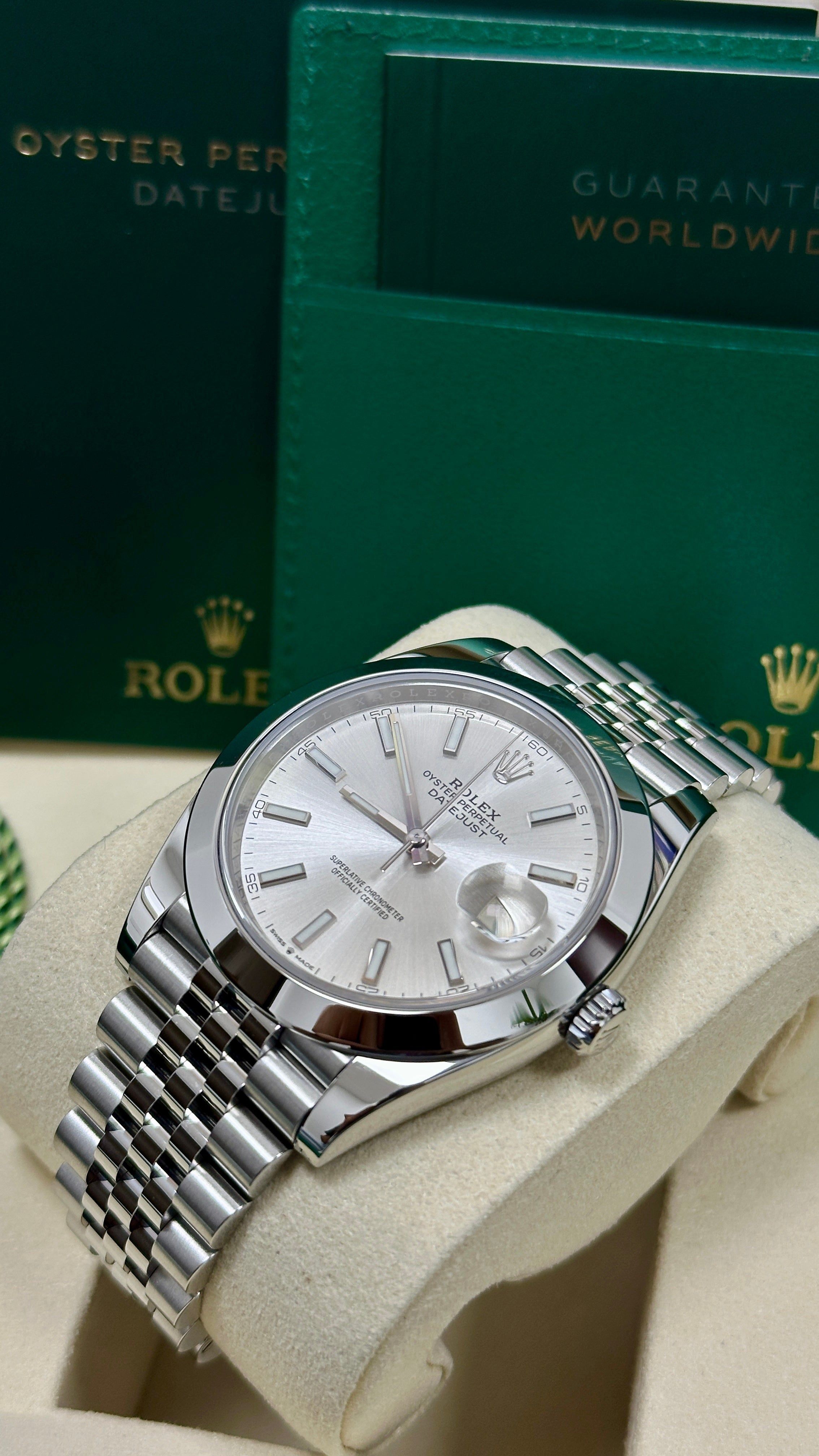 Rolex Datejust 41mm Silver Index Dial Smooth Bezel Jubilee Bracelet 126300