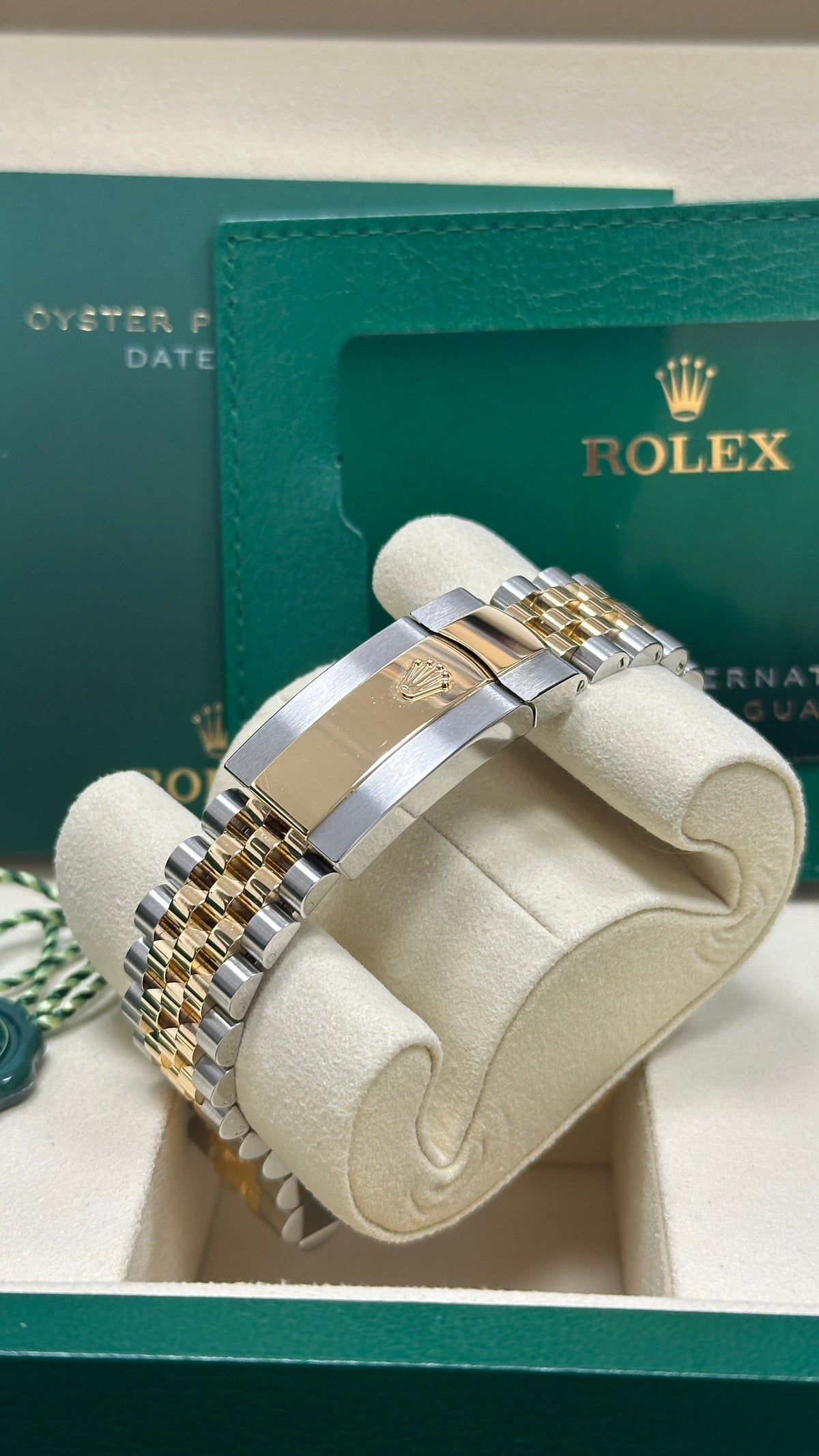Rolex Datejust 41mm Two-Tone Yellow Gold Silver Index Dial Fluted Bezel Jubilee