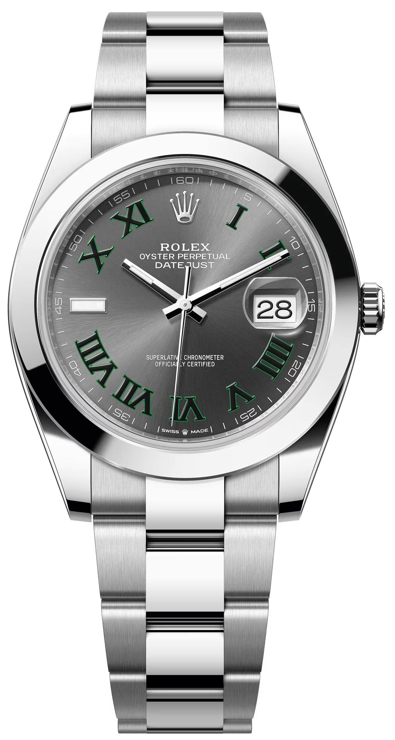 Rolex Datejust 41mm "Wimbledon" Dial Smooth Bezel Oyster Bracelet 126300 – New