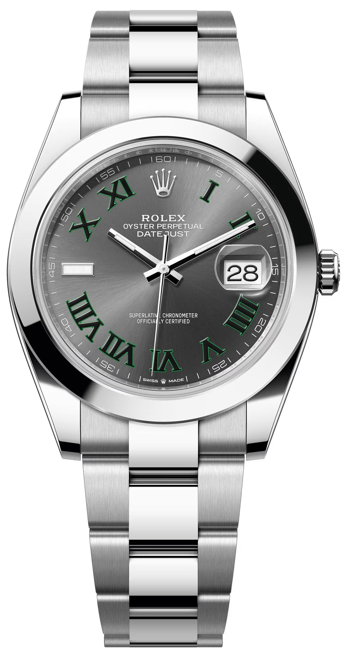 Rolex Datejust 41mm "Wimbledon" Dial Smooth Bezel Oyster Bracelet 126300 – New