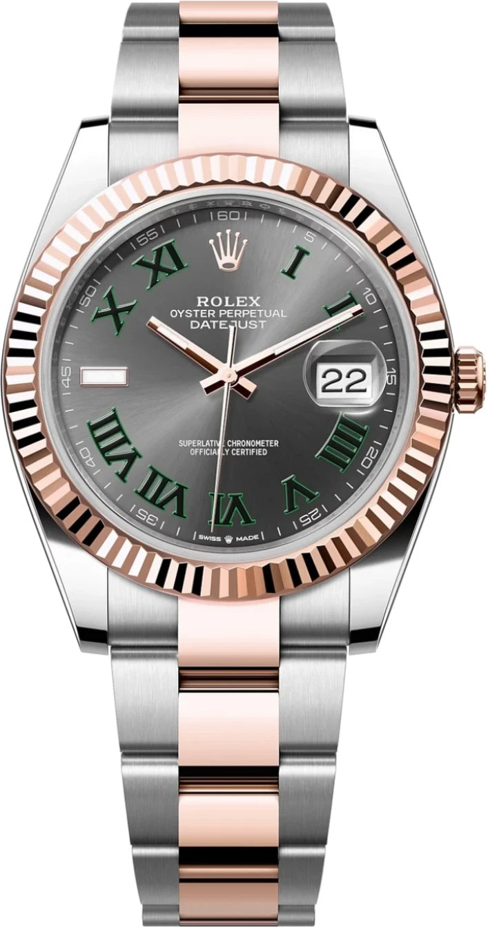 Rolex Datejust 41mm "Wimbledon" Two-Tone Everose Gold Dial Fluted Bezel Oyster