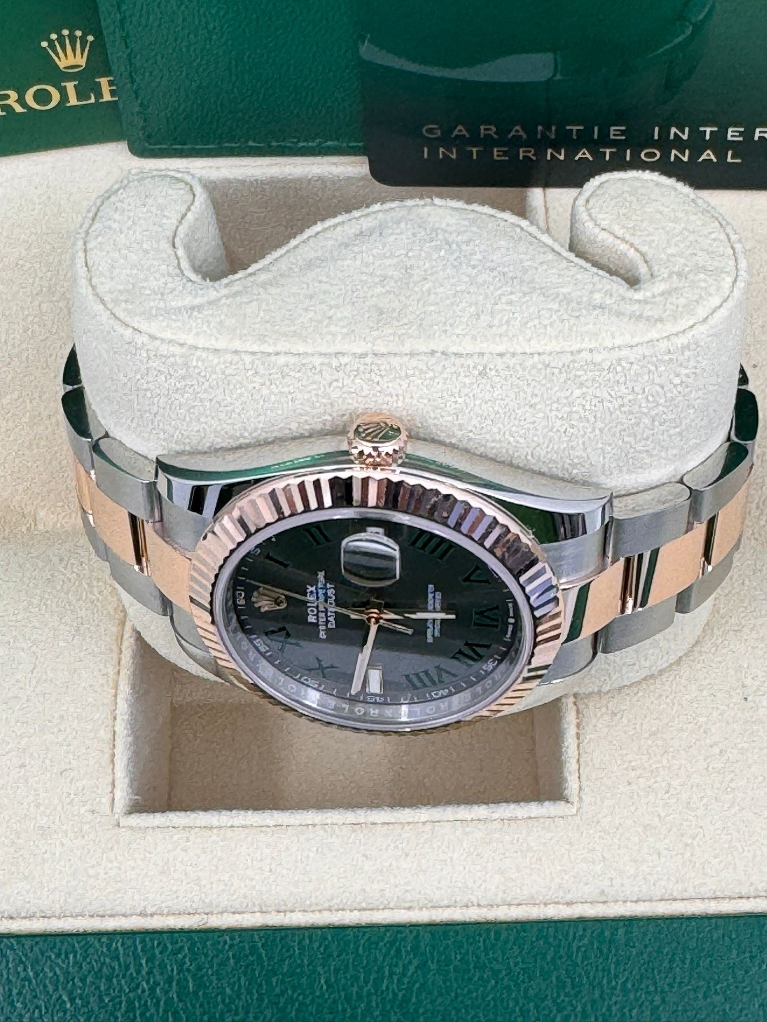 Rolex Datejust 41mm "Wimbledon" Two-Tone Everose Gold Dial Fluted Bezel Oyster