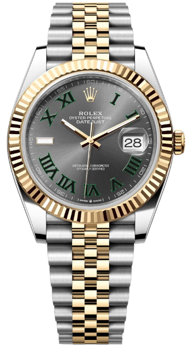 Rolex Datejust 41mm "Wimbledon" Two-Tone Yellow Gold Dial Fluted Bezel Jubilee