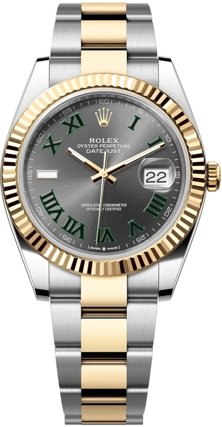 Rolex Datejust 41mm "Wimbledon" Two-Tone Yellow Gold Dial Fluted Bezel Oyster