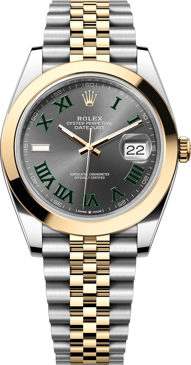 Rolex Datejust 41mm "Wimbledon" Two-Tone Yellow Gold Dial Smooth Bezel Jubilee