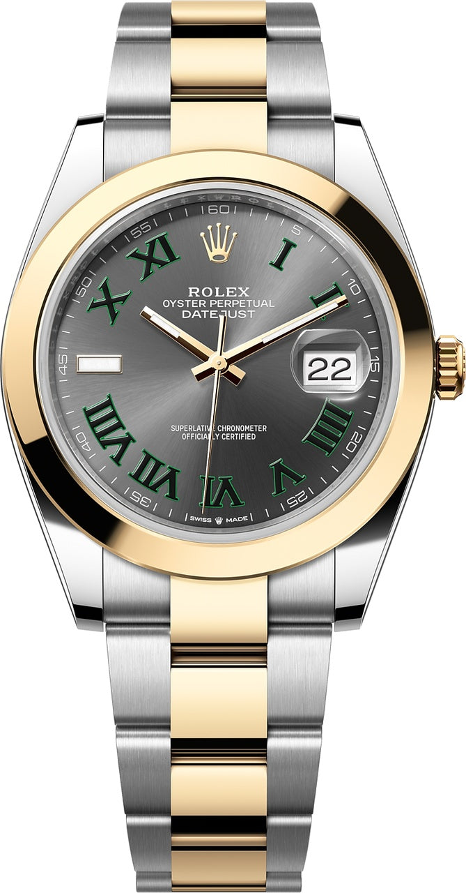 Rolex Datejust 41mm "Wimbledon" Two-Tone Yellow Gold Dial Smooth Bezel Oyster