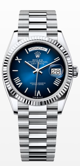 Rolex Day-Date 36mm platinum blue ombre Roman dial reference 128236