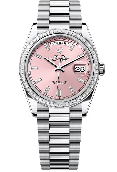 Rolex Day-Date “President” 36mm Platinum Pink Diamond Baguette Dial Trapeze