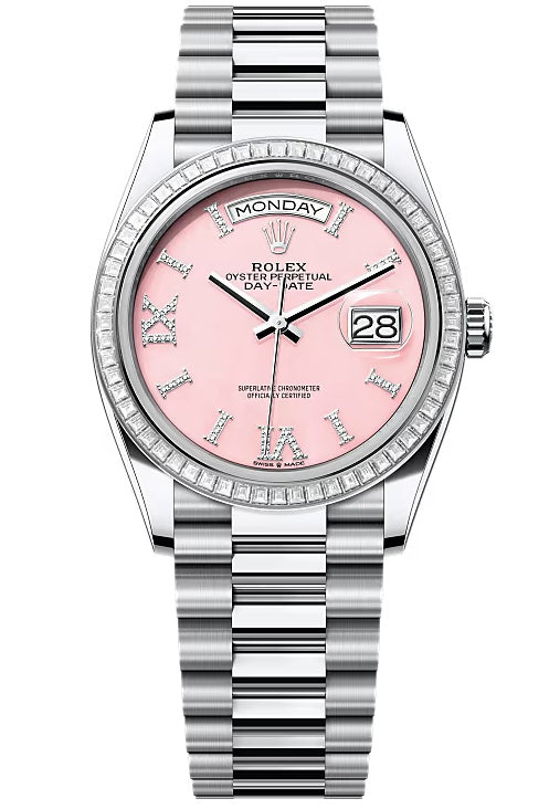 Rolex Day-Date “President” 36mm Platinum Pink Roman Diamond Dial Trapeze