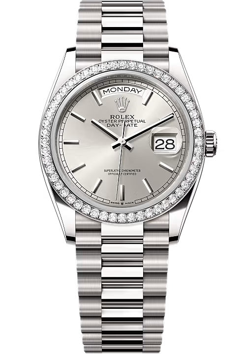 Rolex Day-Date “President” 36mm White Gold Silver Index Dial Bezel President