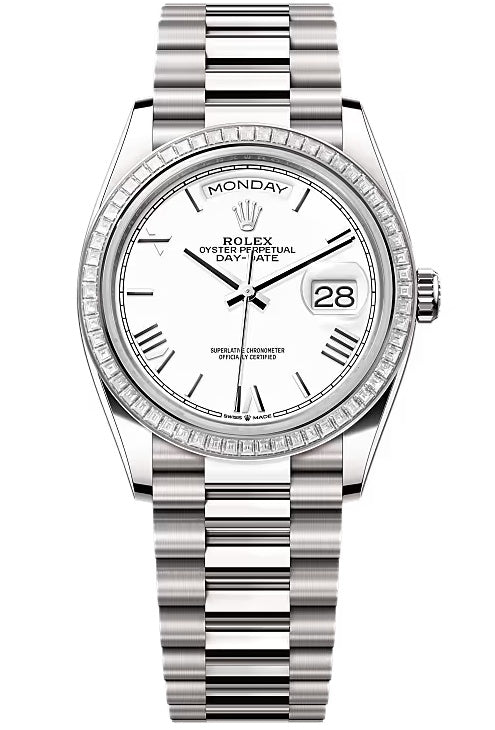 Rolex Day-Date “President” 36mm White Gold White Roman Dial Trapeze Di