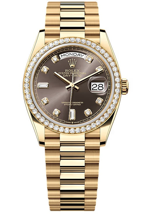 Rolex Day-Date “President” 36mm Yellow Gold Dark Grey Diamond Dial Diamond