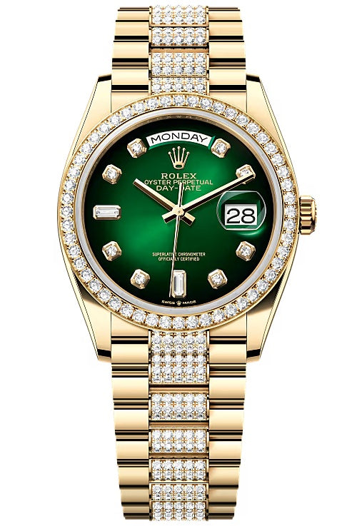 Rolex Day-Date "President" 36mm Yellow Gold Green Ombre Diamond Dial