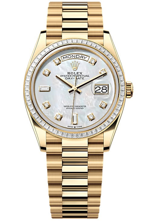 Rolex Day-Date "President" 36mm Yellow Gold Mother of Pearl Diamond Dial