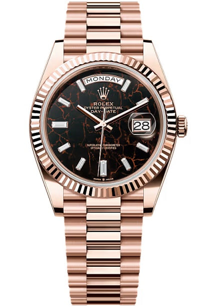 Rolex Day-Date "President" 40mm Everose Gold Eisenkiesel Diamond Baguette Dial
