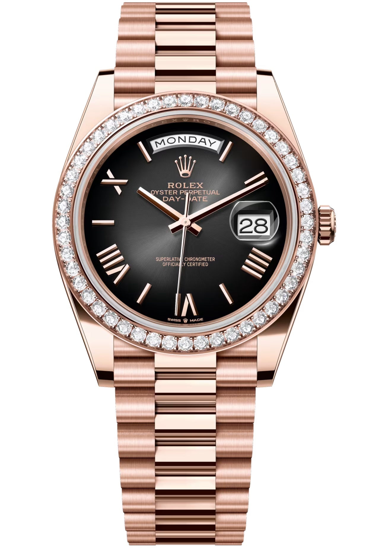 Rolex Day-Date "President" 40mm Everose Gold Slate Ombre Roman Dial Diamond