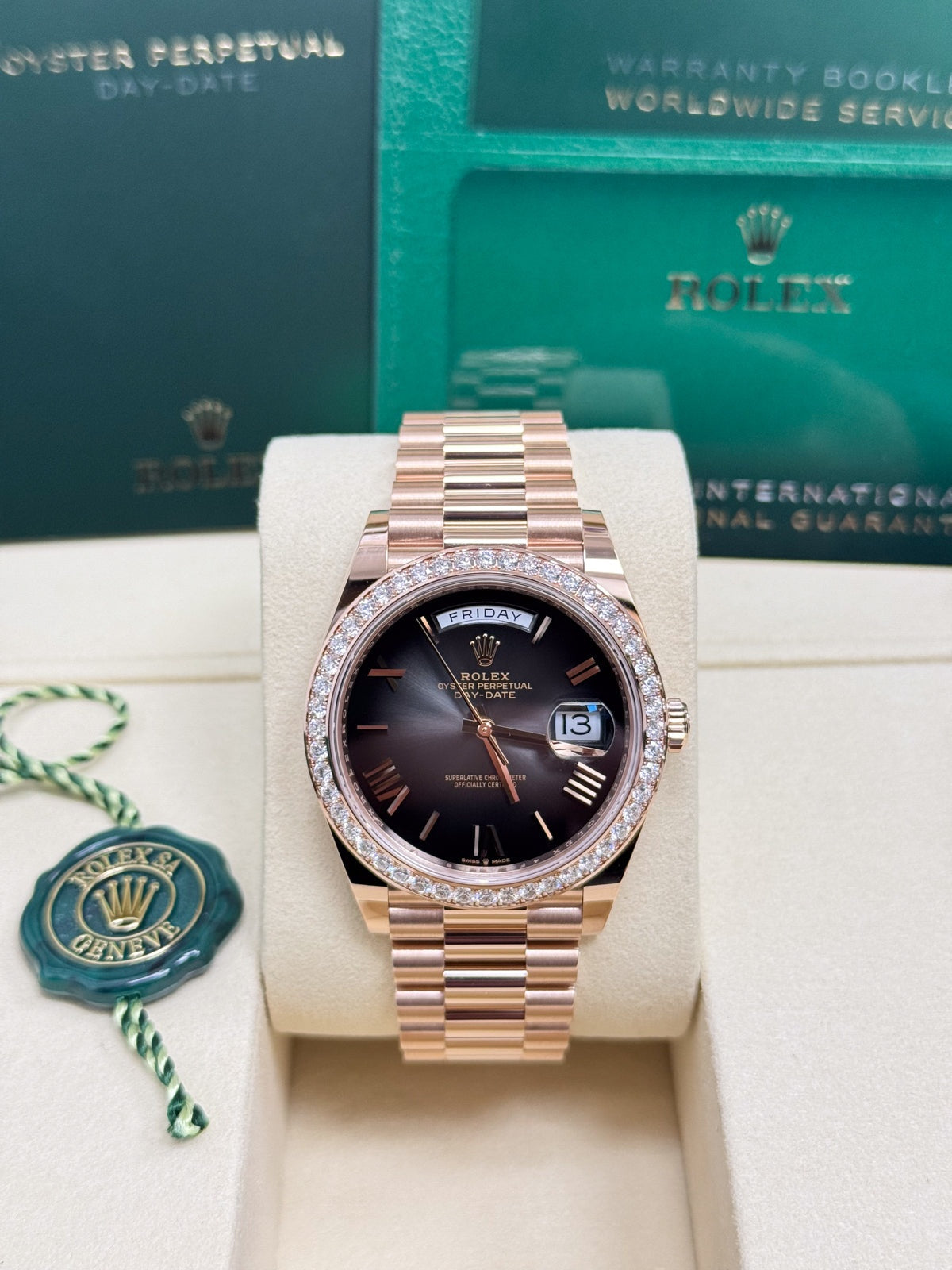 Rolex Day-Date "President" 40mm Everose Gold Slate Ombre Roman Dial Diamond