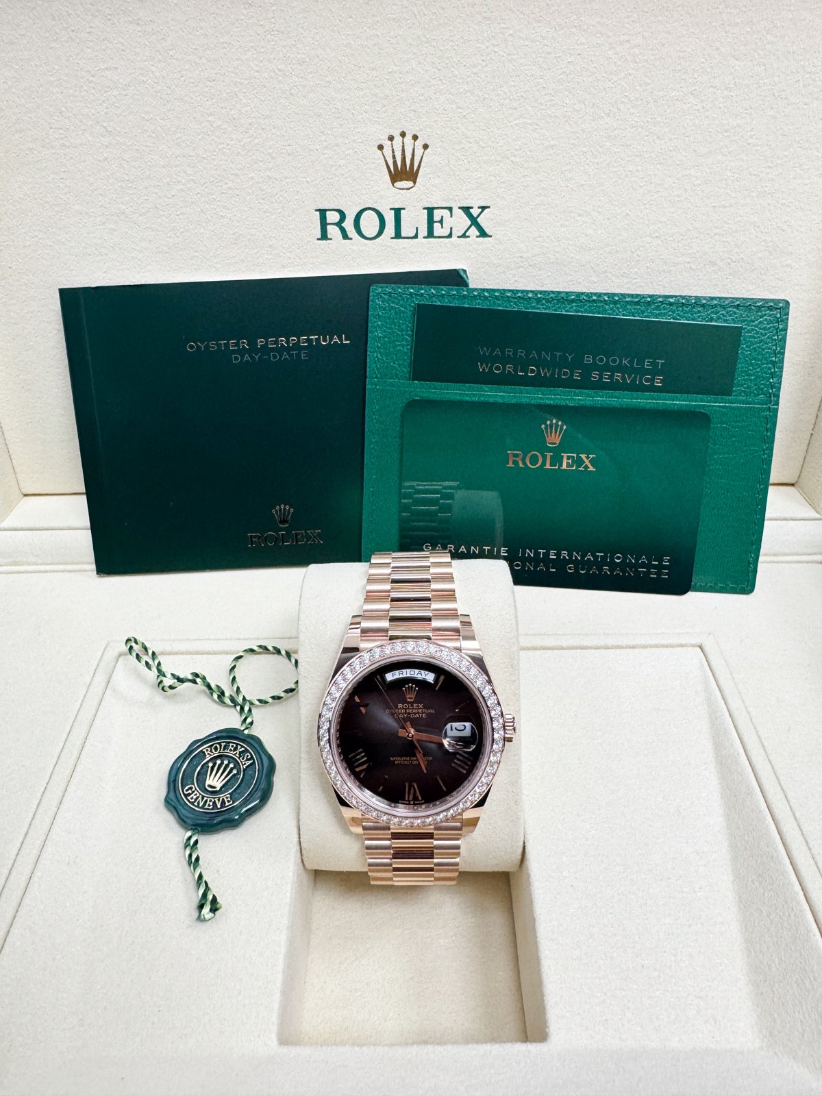 Rolex Day-Date "President" 40mm Everose Gold Slate Ombre Roman Dial Diamond