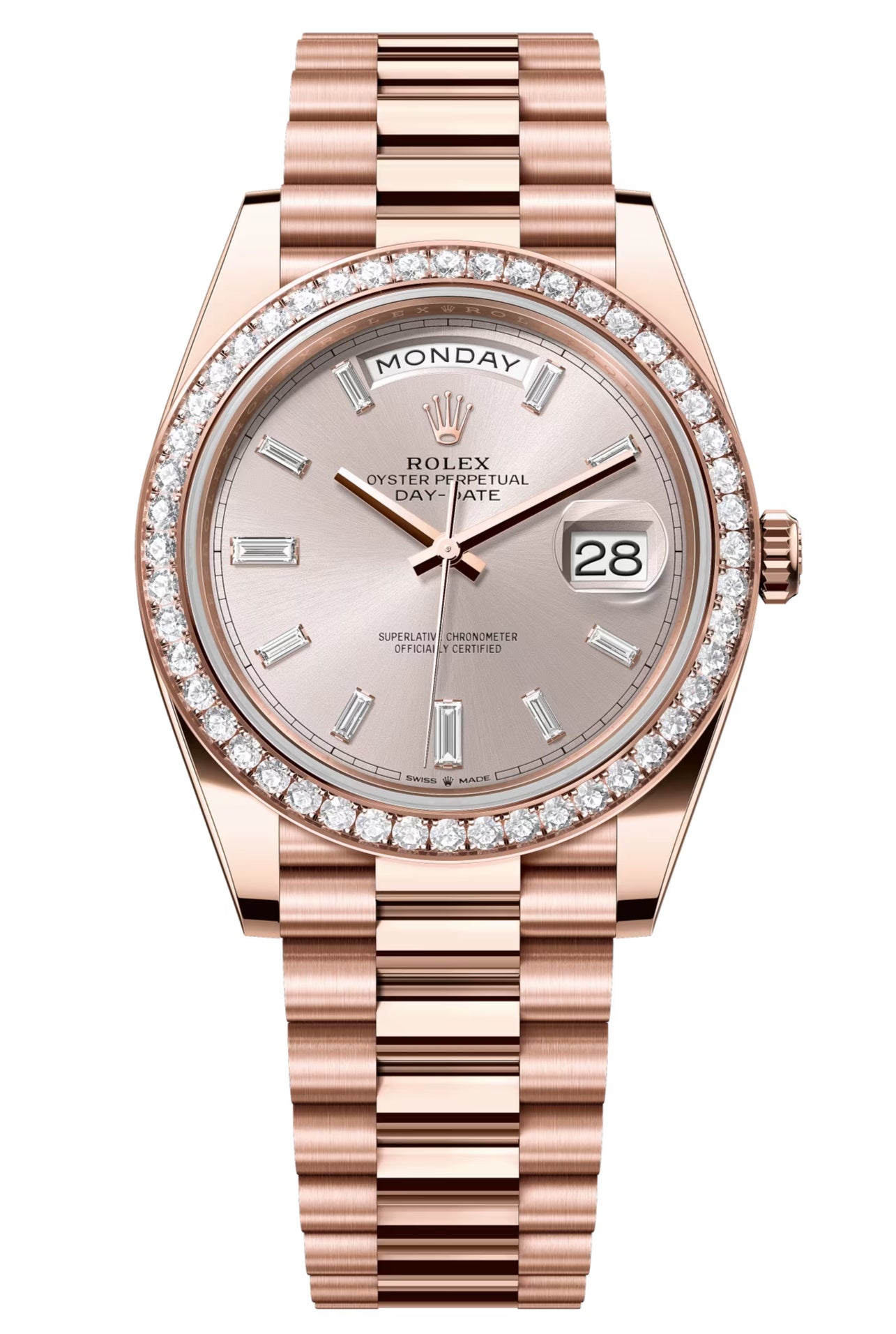Rolex Day-Date "President" 40mm Everose Gold Sundust Diamond Baguette Dial