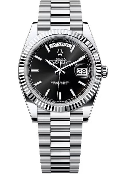Rolex Day-Date "President" 40mm Platinum Black Index Dial - 228236