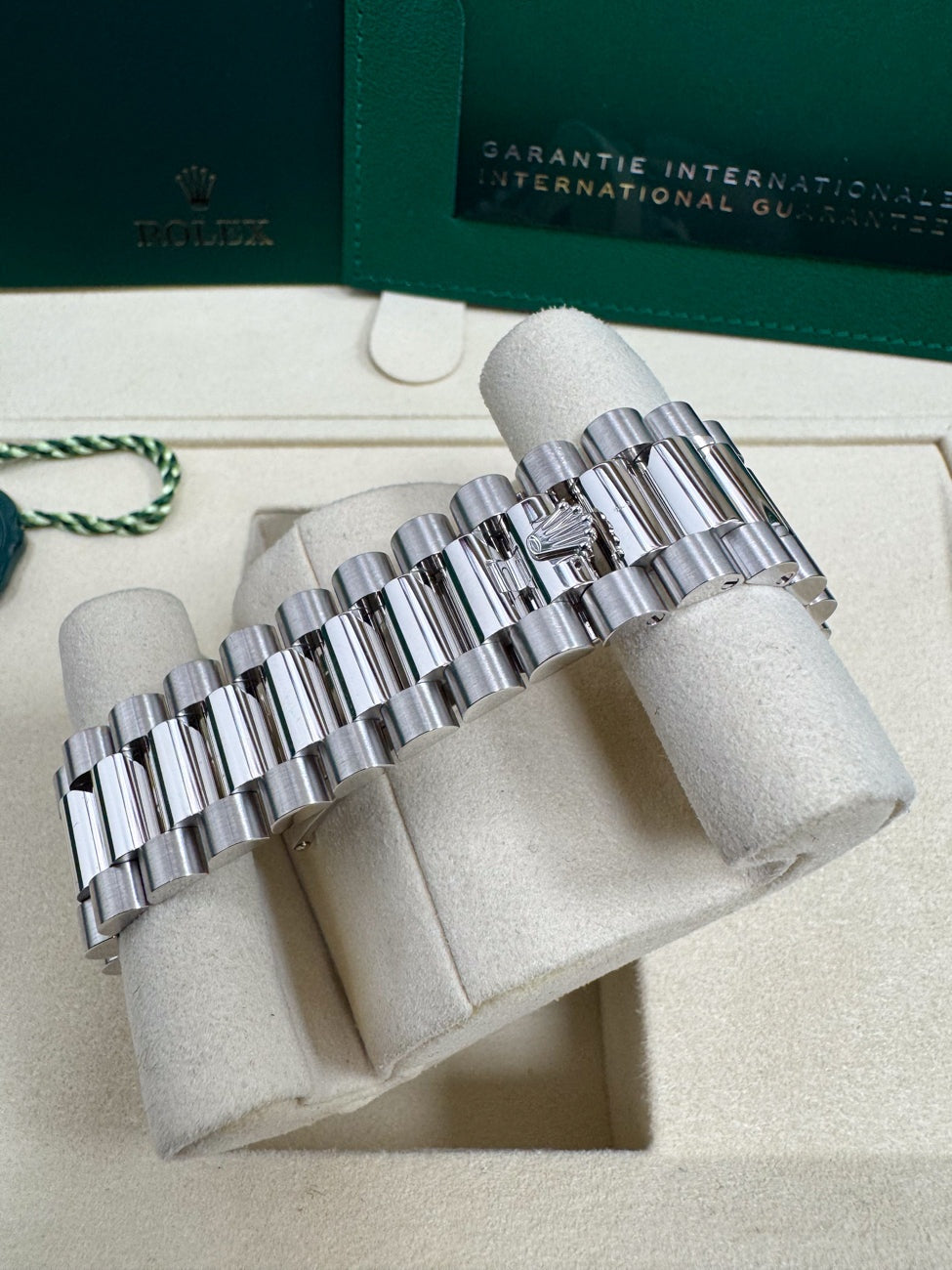Rolex Day-Date "President" 40mm Platinum Green Olive Roman Dial - 228236