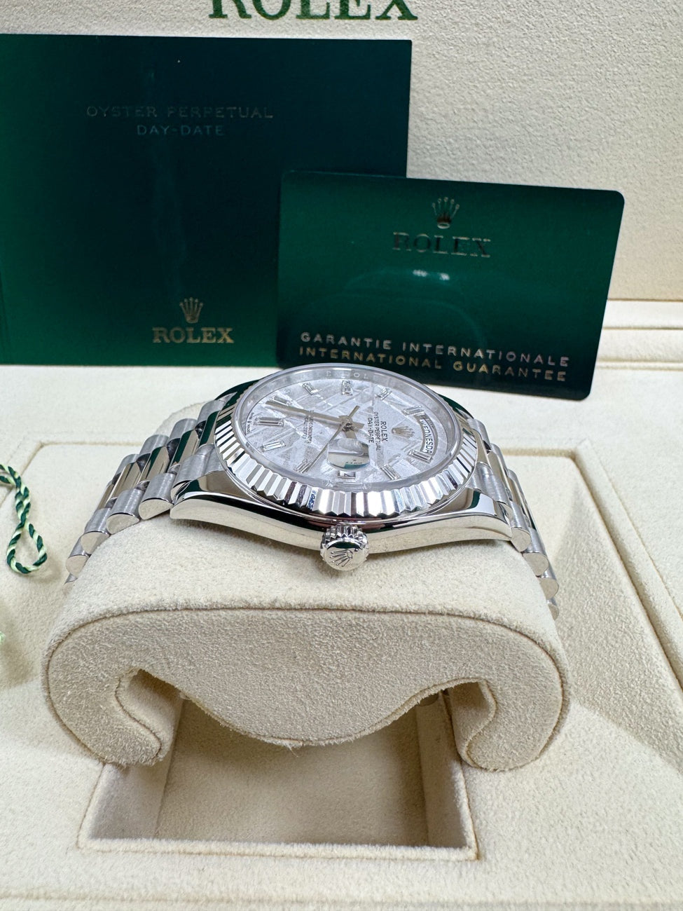 Rolex Day-Date "President" 40mm Platinum Meteorite Diamond Baguette Dial -