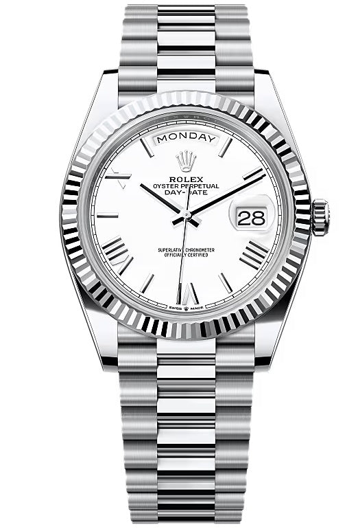 Rolex Day-Date "President" 40mm Platinum White Roman Dial - 228236