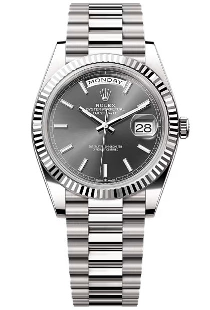 Rolex Day-Date "President" 40mm White Gold Rhodium Index Dial - 228239 - New