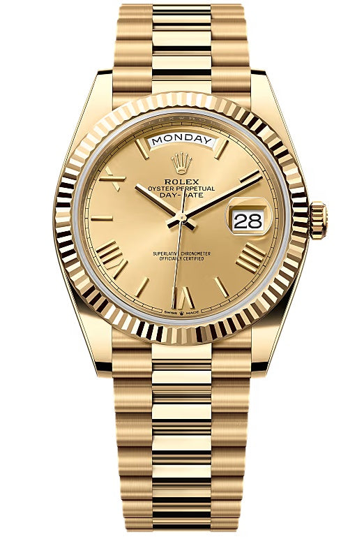 Rolex Day-Date "President" 40mm Yellow Gold Champagne Roman Numeral Dial -