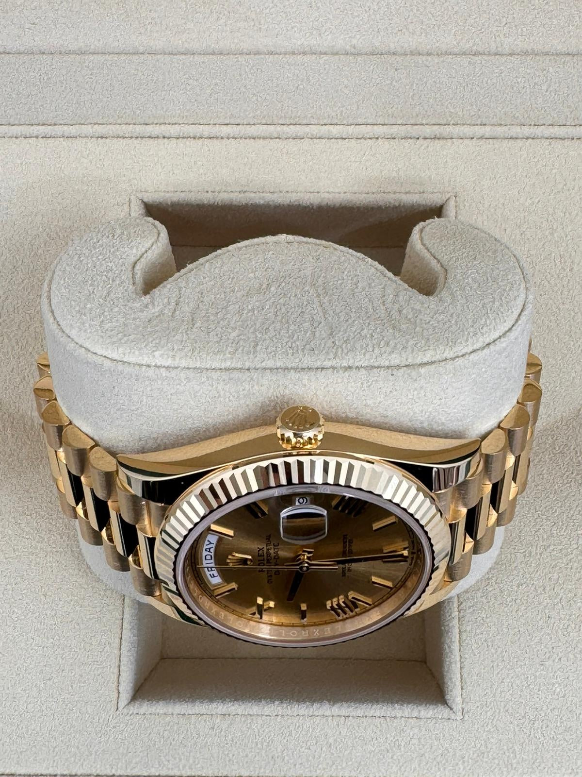 Rolex Day-Date "President" 40mm Yellow Gold Champagne Roman Numeral Dial -