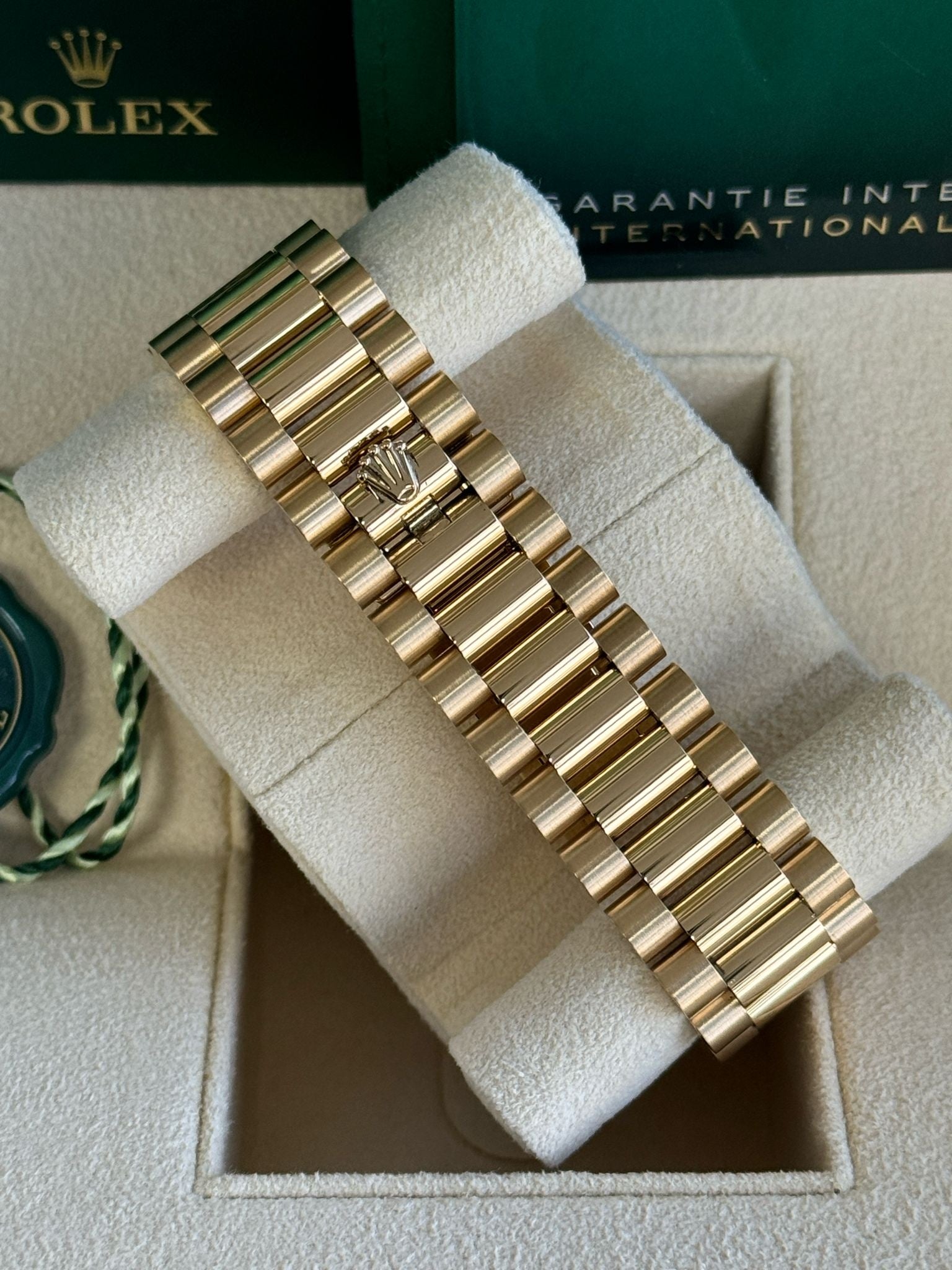 Rolex Day-Date "President" 40mm Yellow Gold Green Roman "Money" Dial - 228238