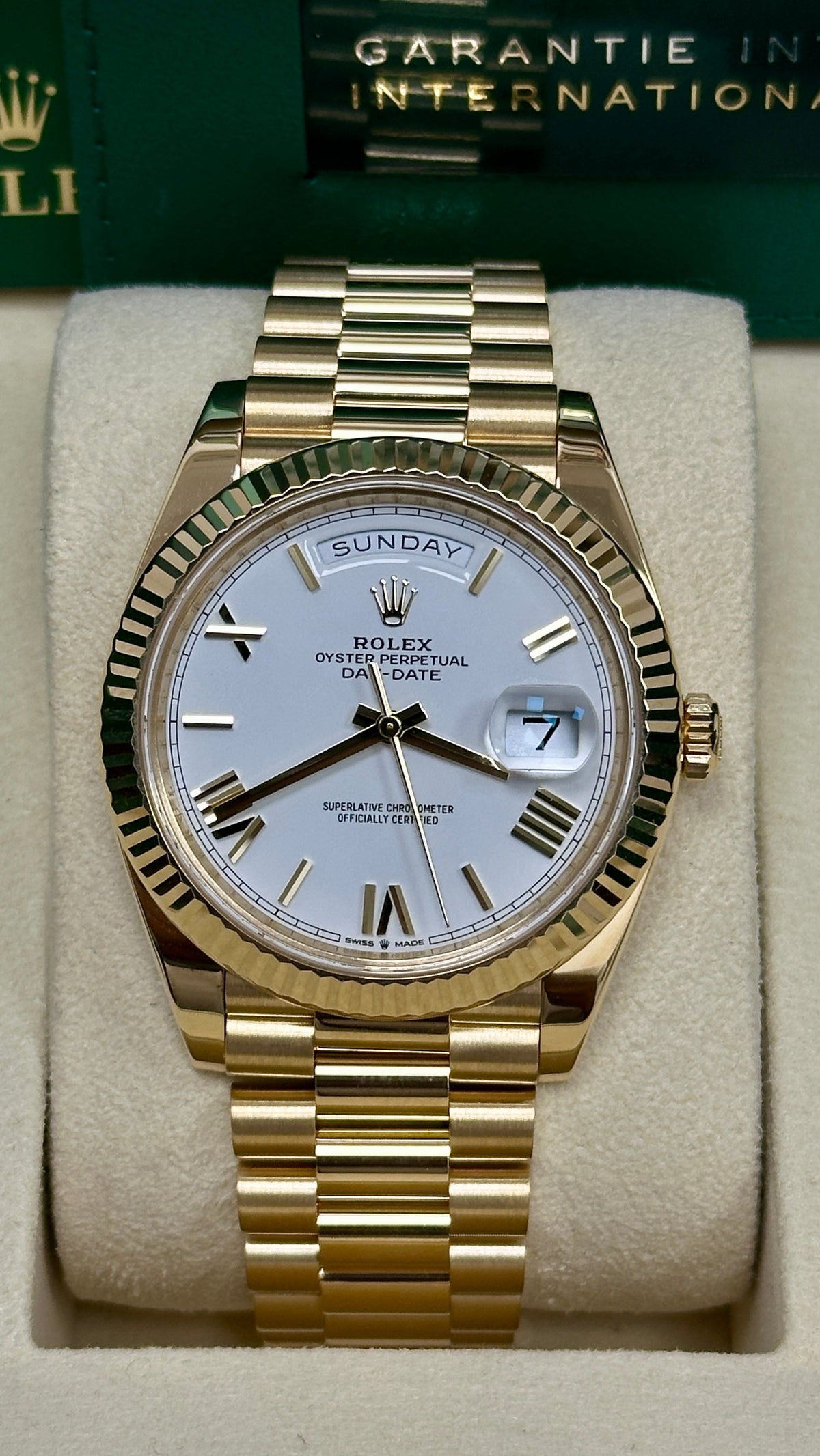 Rolex Day-Date "President" 40mm Yellow Gold White Roman Dial - 228238