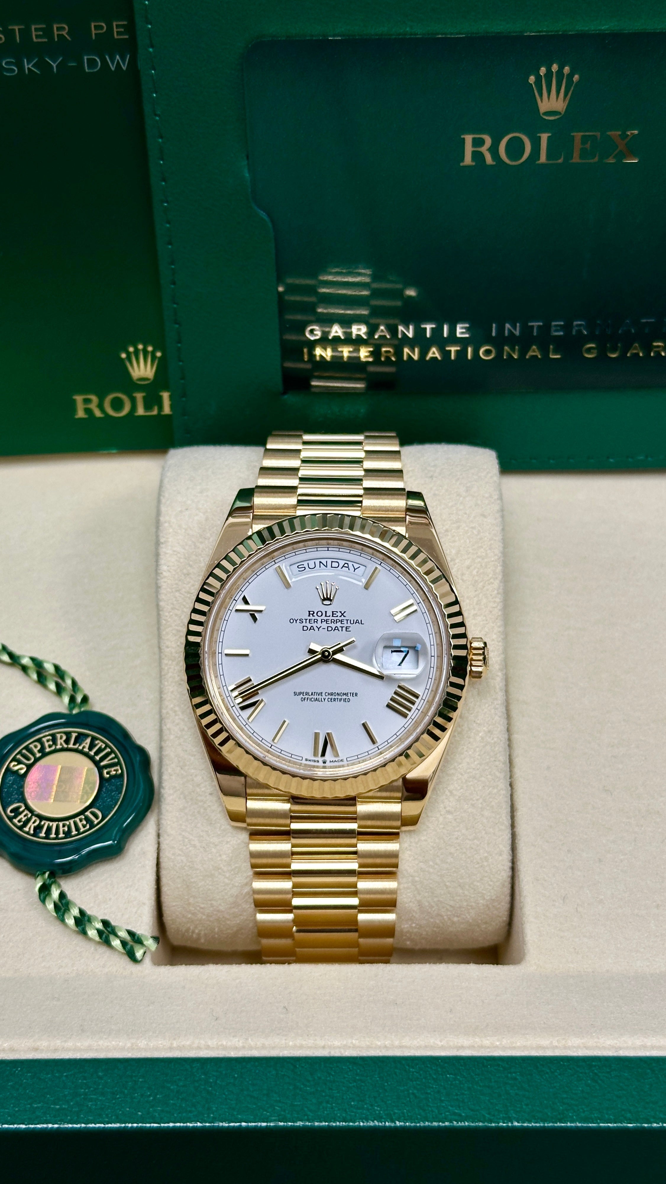 Rolex Day-Date "President" 40mm Yellow Gold White Roman Dial - 228238