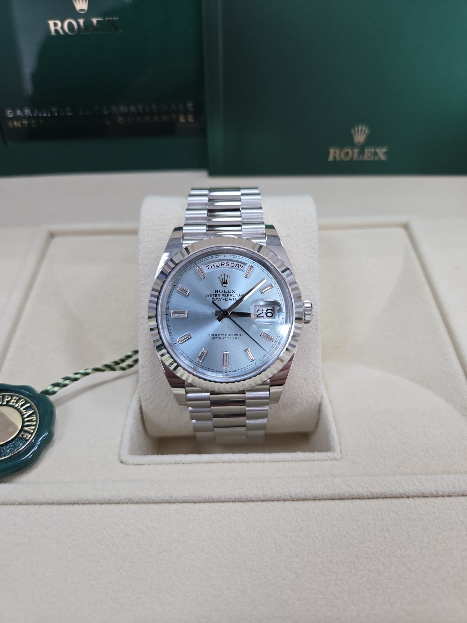 Rolex Day-Date "President" Platinum Ice Blue Baguette Dial - 228236