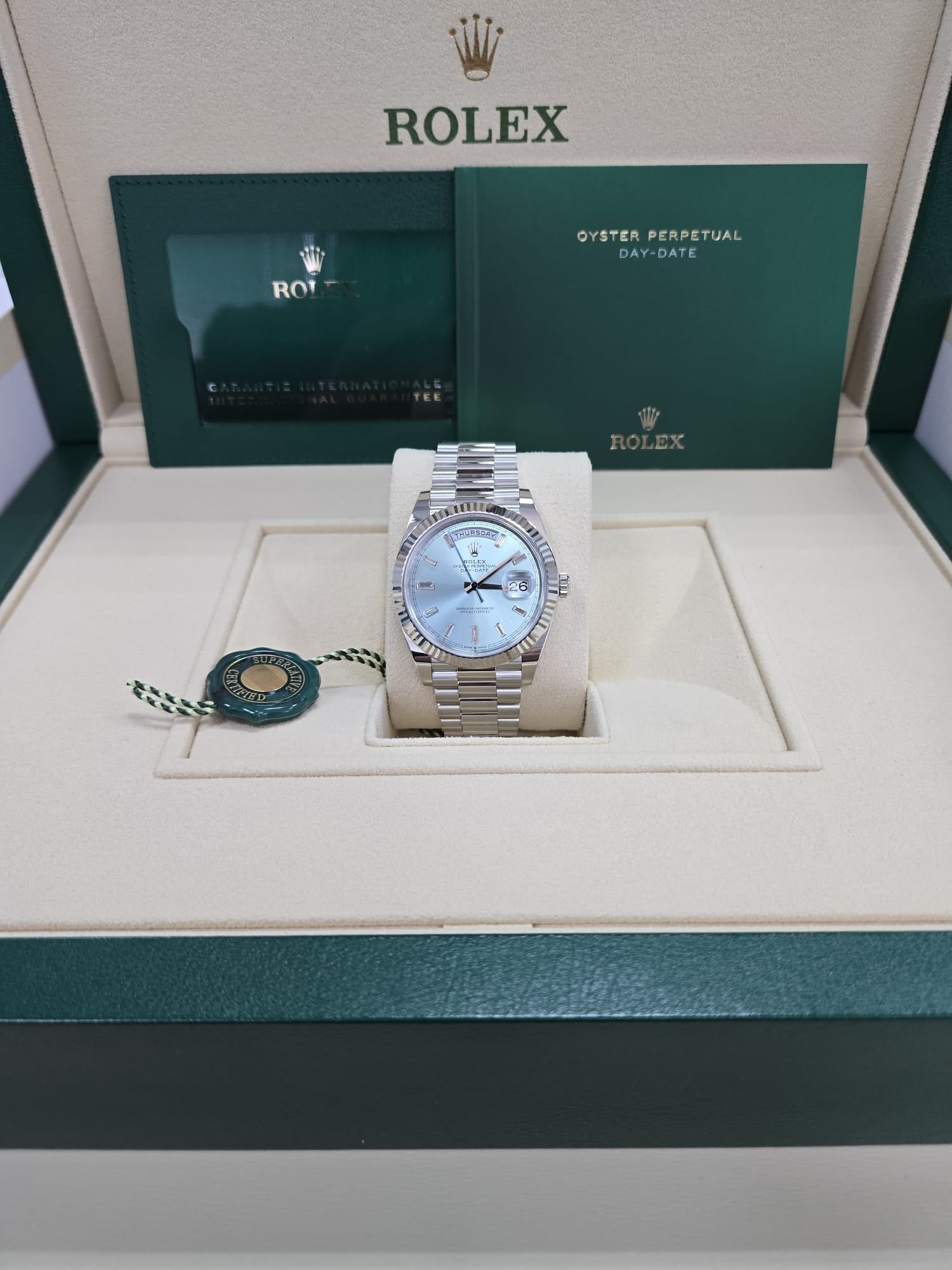 Rolex Day-Date "President" Platinum Ice Blue Baguette Dial - 228236
