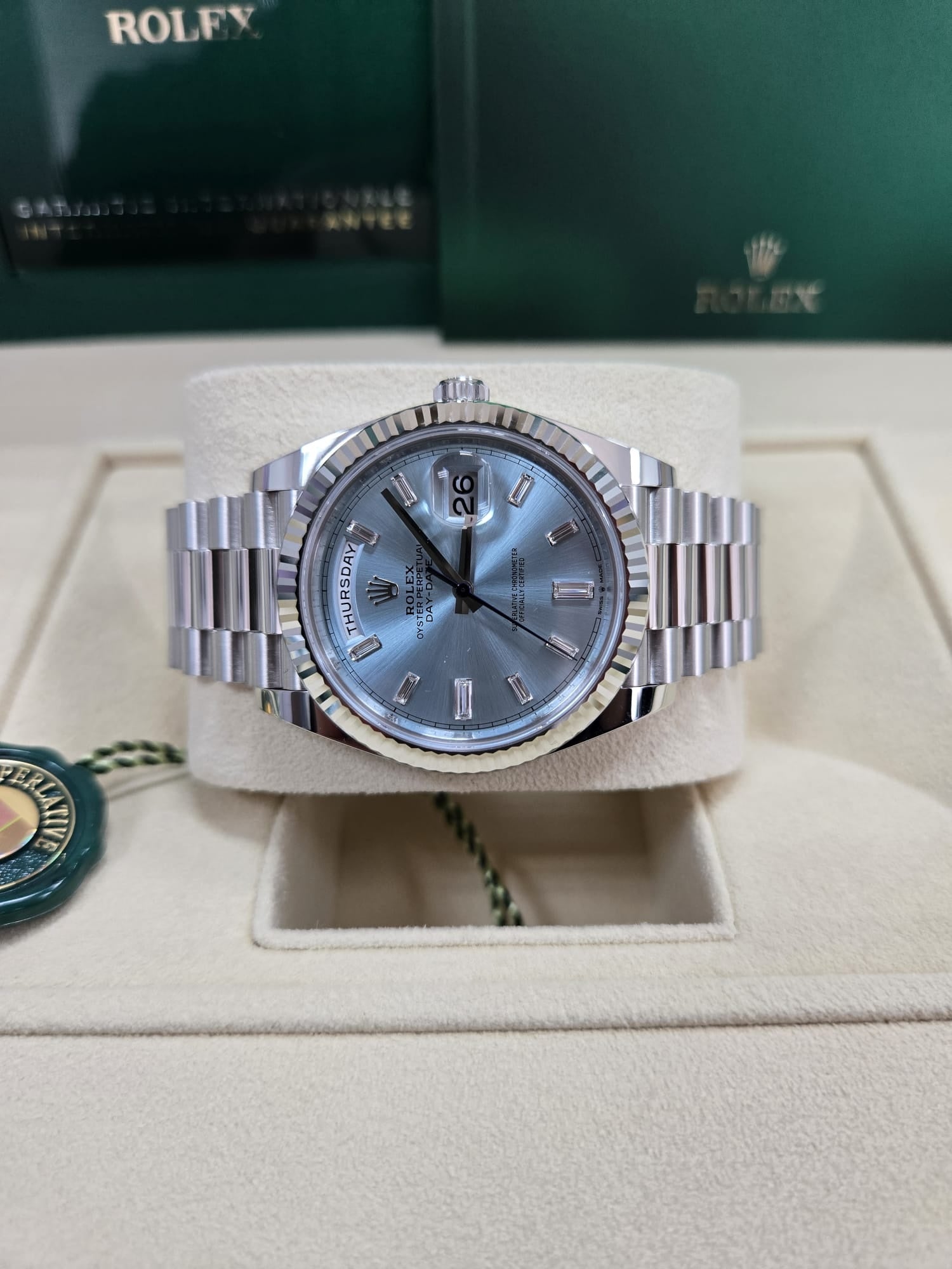 Rolex Day-Date "President" Platinum Ice Blue Baguette Dial - 228236