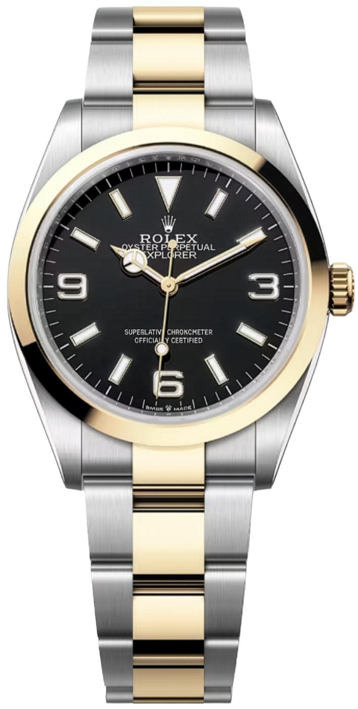 Rolex Explorer 36mm Two-Tone Yellow Gold Black Dial 124273 – New 2026
