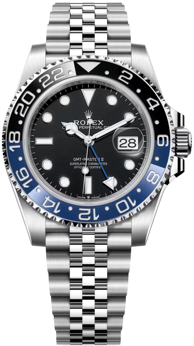 Rolex GMT-Master II "Batgirl" 40mm Black Dial Blue and Black Bezel Jubilee