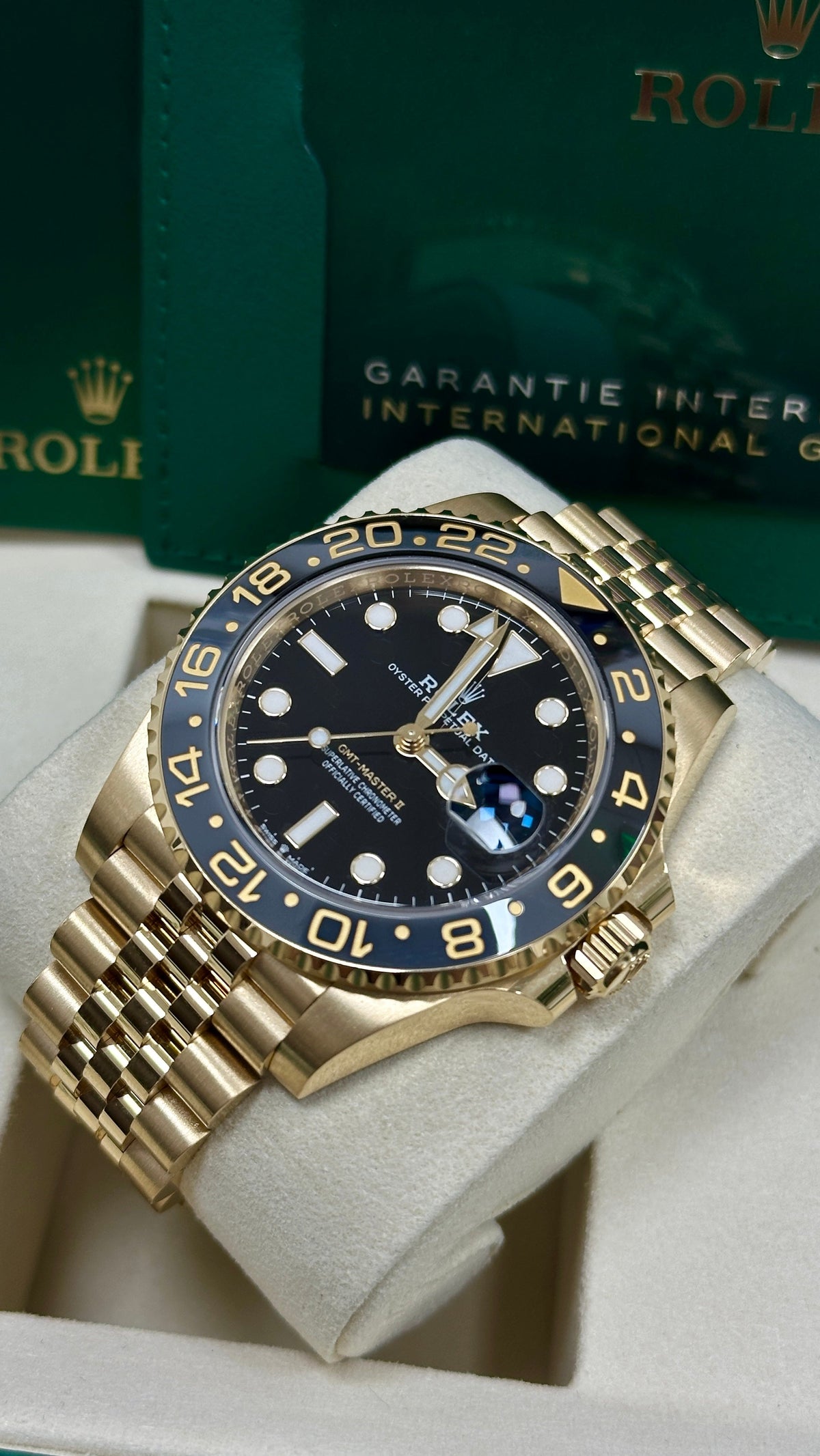 Rolex GMT-Master II 40mm Yellow Gold Black Dial Black Bezel Jubilee Bracelet