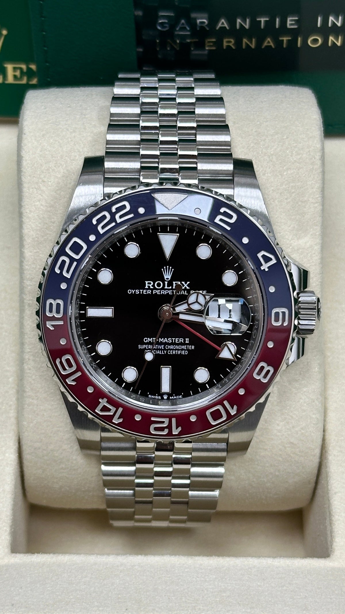 Rolex GMT-Master II "Pepsi" 40mm Black Dial Blue and Red Bezel Jubilee Bracelet