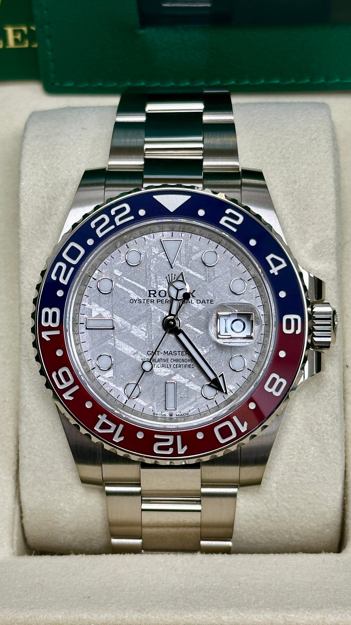 Rolex GMT-Master II "Pepsi" 40mm White Gold Meteorite Dial Blue and Red Bezel