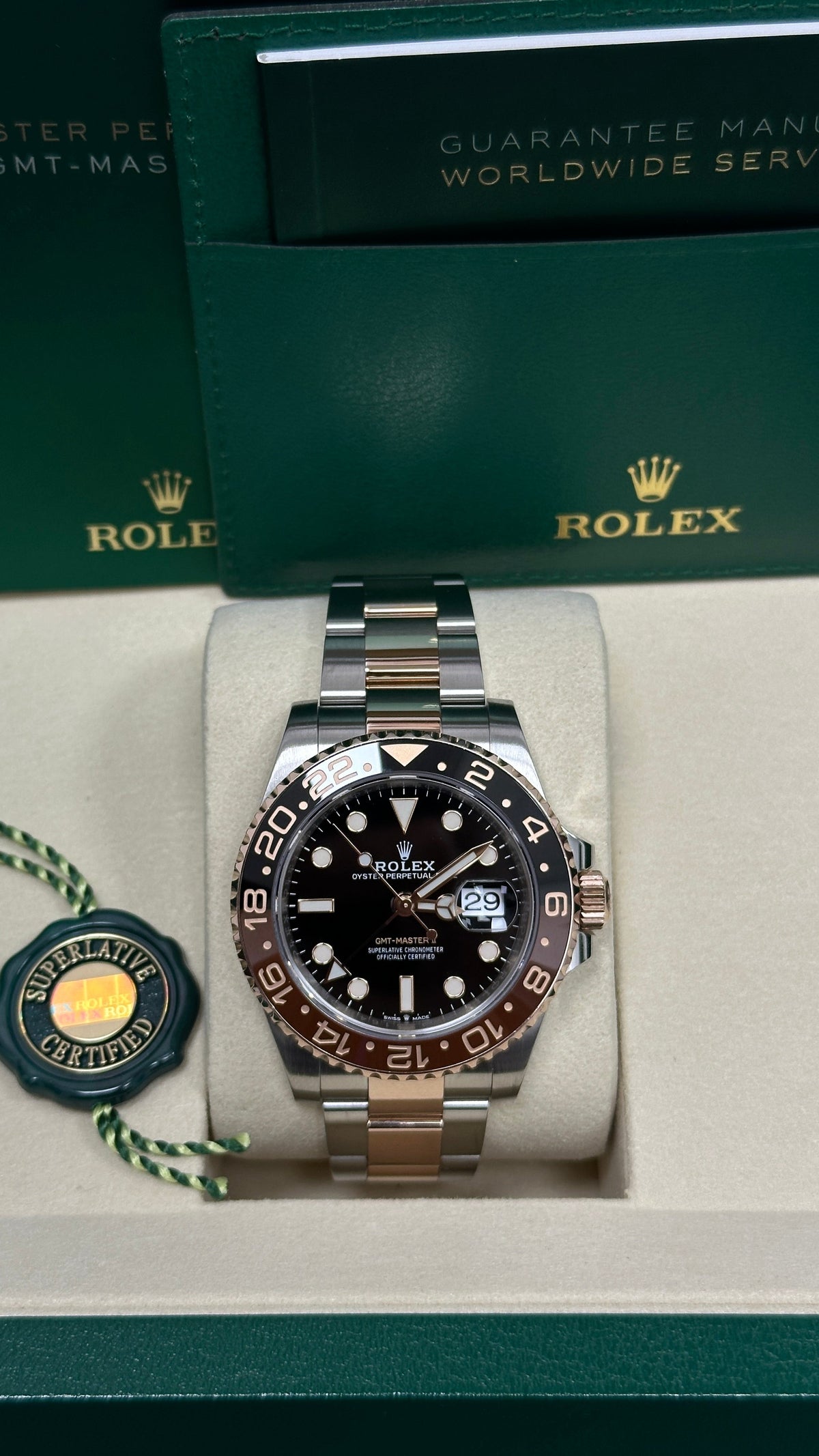 Rolex GMT-Master II "Root Beer" 40mm Two-Tone Everose Black Dial Brown and