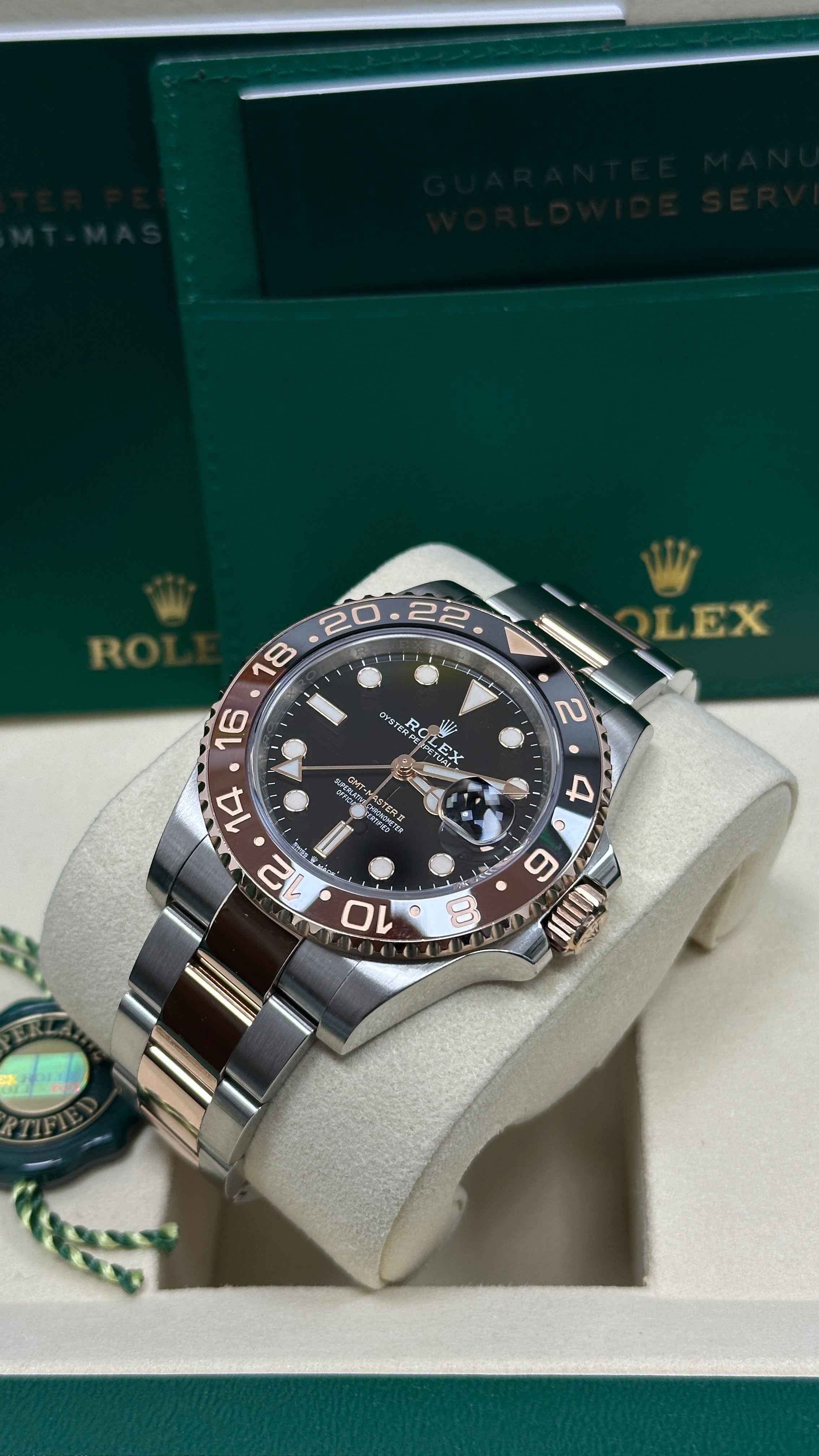 Rolex GMT-Master II "Root Beer" 40mm Two-Tone Everose Black Dial Brown and