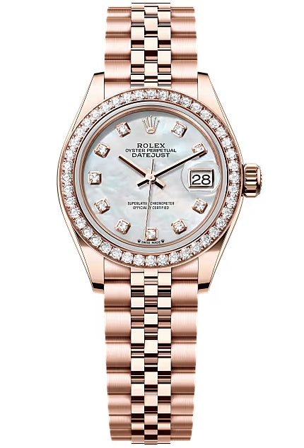 Rolex Lady-Datejust 28mm Everose Gold Mother-of-Pearl Diamond Dial Diamond-Set