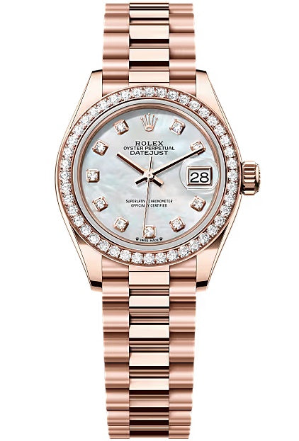 Rolex Lady-Datejust 28mm Everose Gold Mother-of-Pearl Diamond Dial Diamond-Set