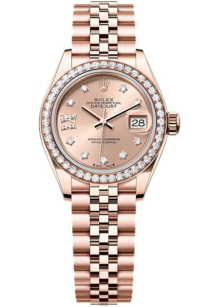 Rolex Lady-Datejust 28mm Everose Gold Rose Star Diamond Dial Diamond-Set Bezel